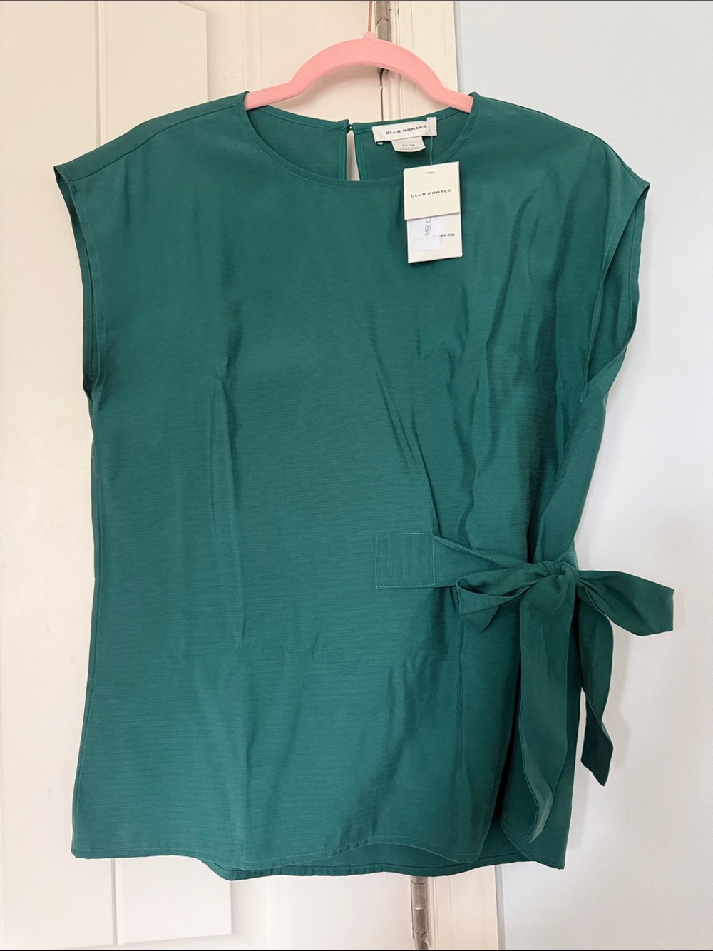 Club Monaco Emerald Green Tie-Waist Blouse